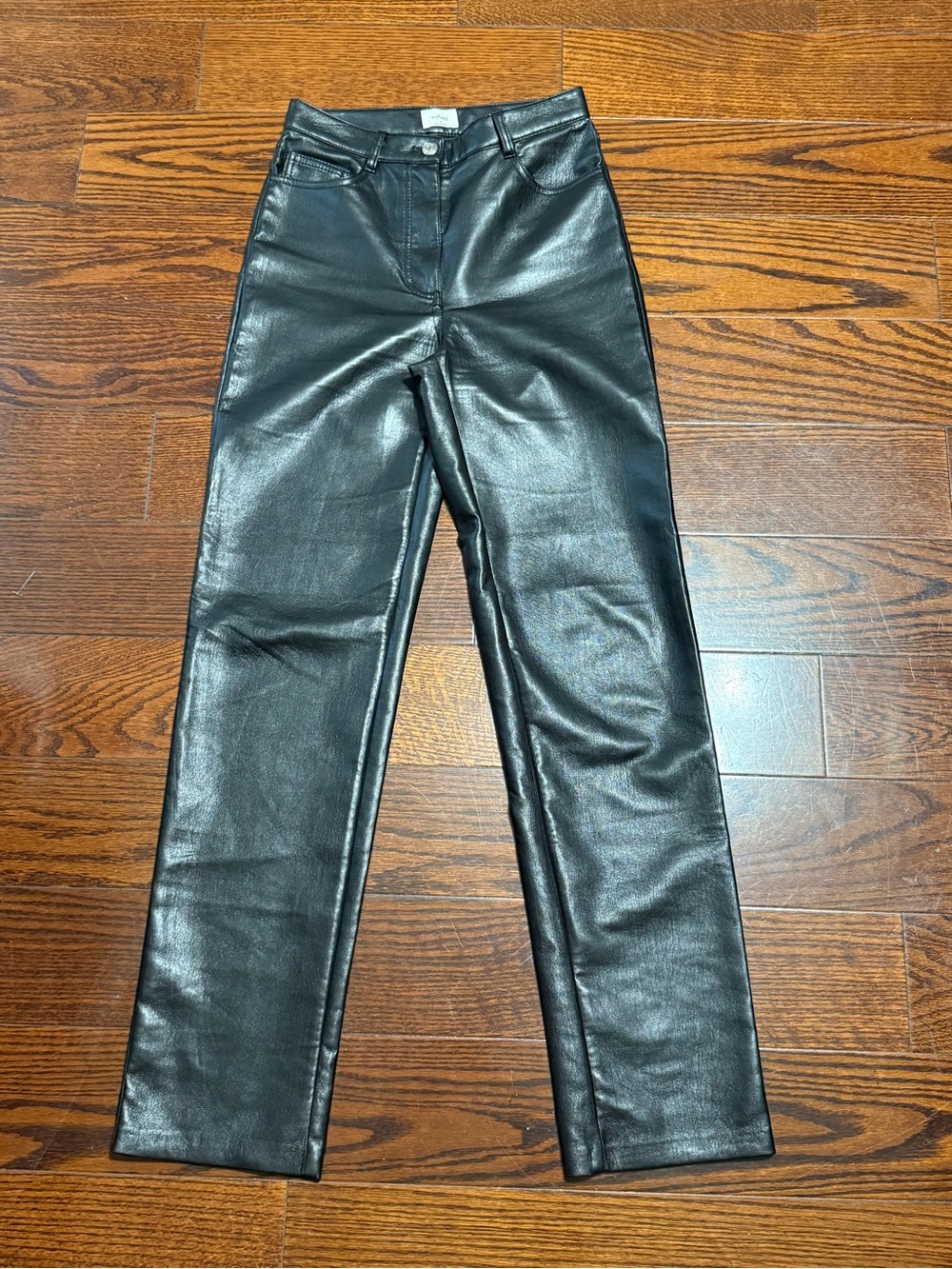 Wilfred Black Faux Leather Straight-Leg Jeans